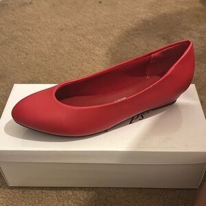 Vibrant Red Suede Ballet Flats